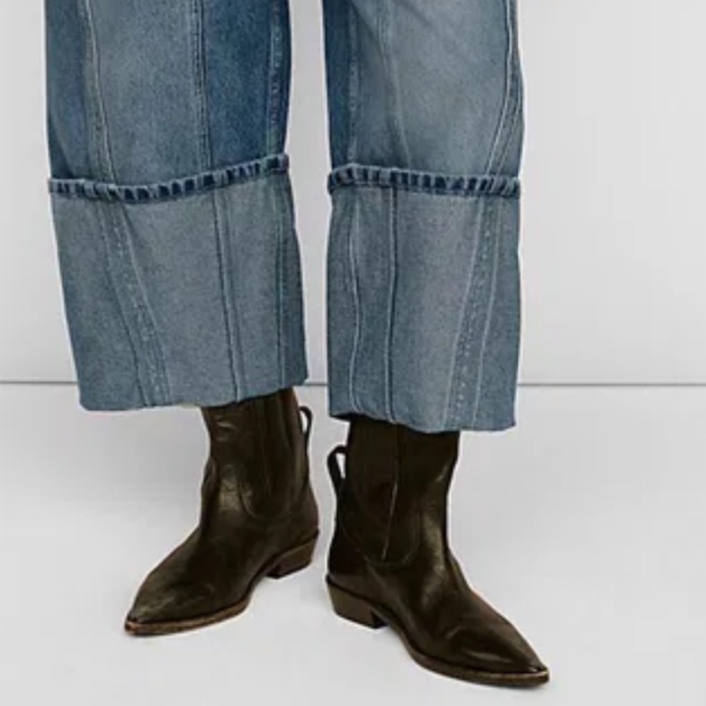 Free People Sleek Black Leather Boots - Picture 5 of 14